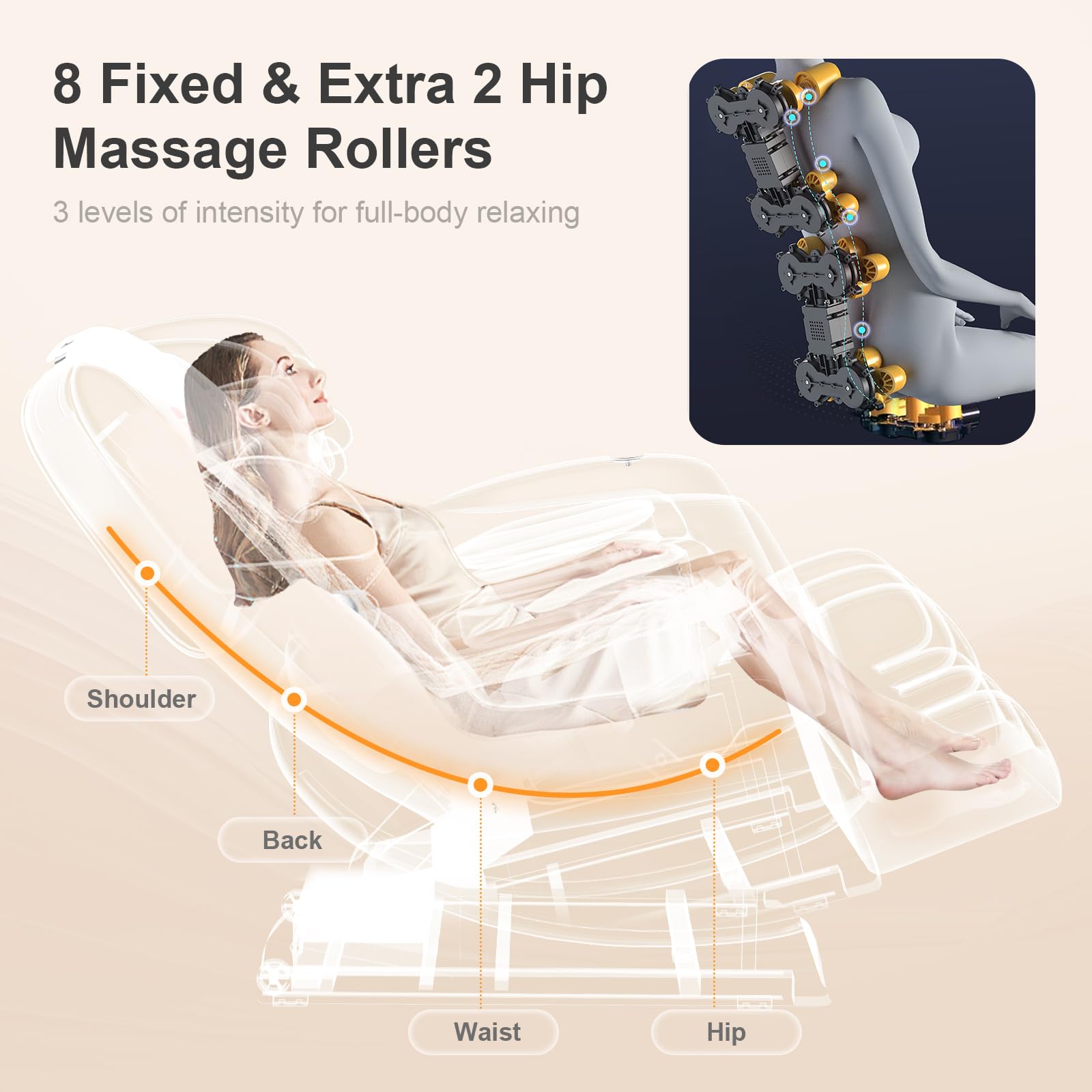FURNIMAT 2026 Massage Chair Full Body, Zero Gravity Massage Chair with 10 Fix Rollers, Airbags, Heating, Foot Massage, Auto Modes, Bluetooth Speaker, Smart Screen Controller (Advanced Version)