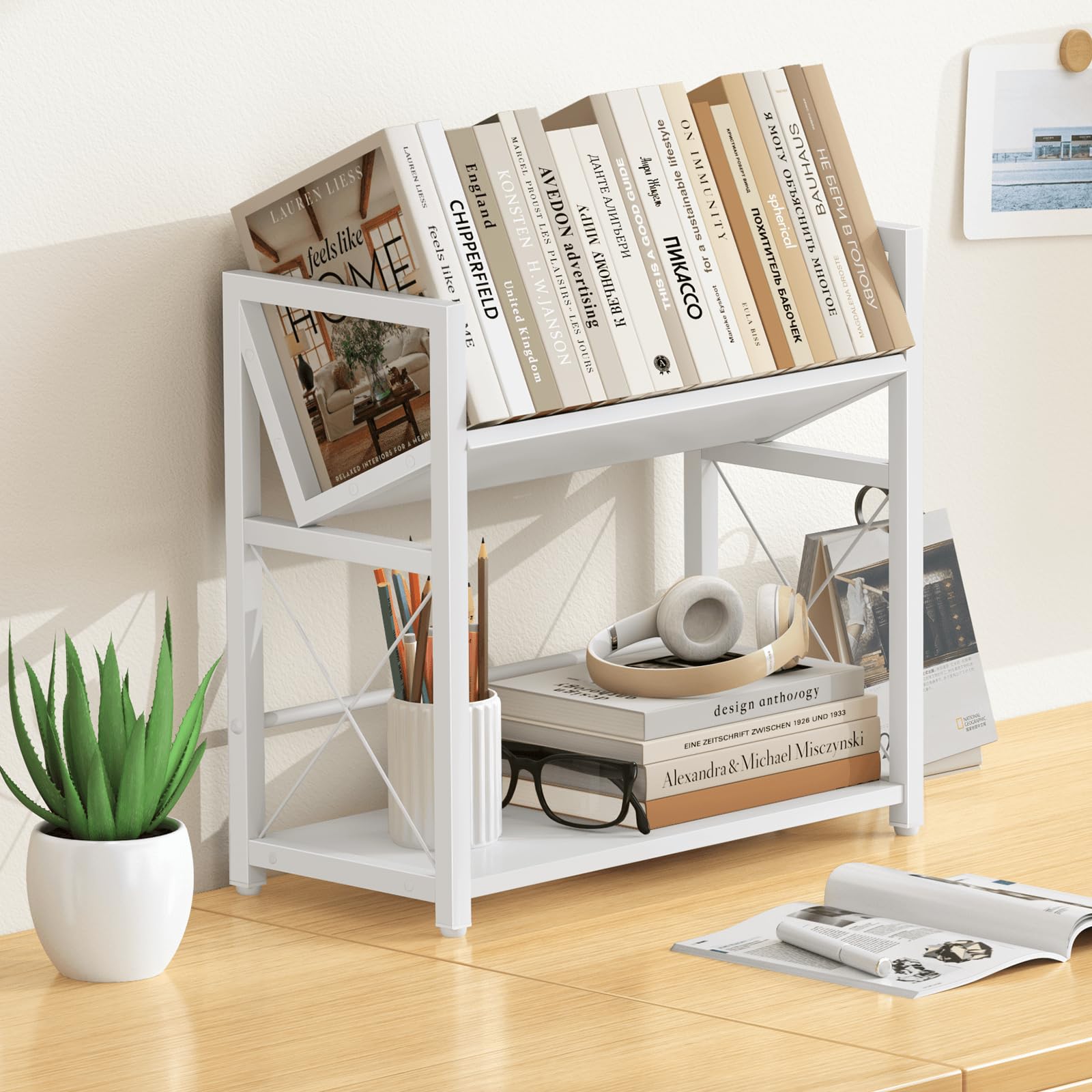 2-Tier Desktop Bookshelf Organizer