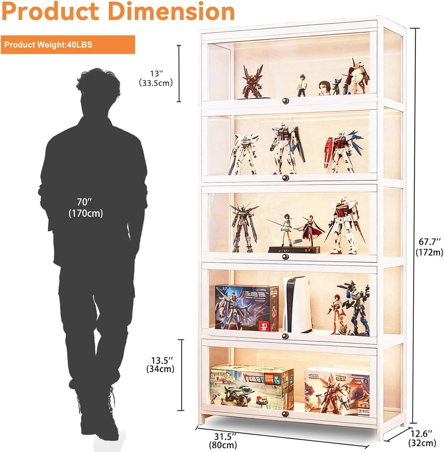 5-Tier Curio Display Cabinet with Acrylic Doors