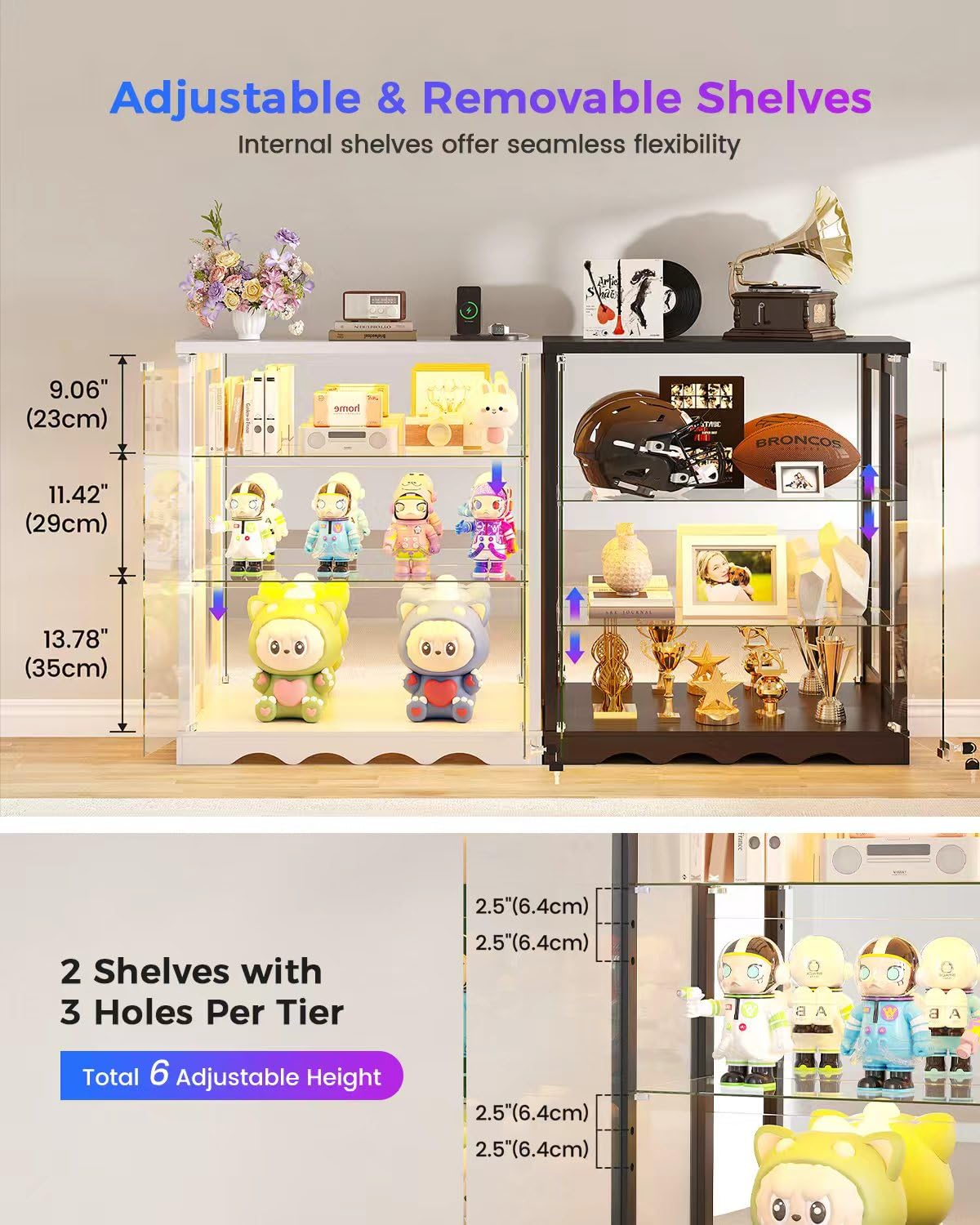 Glass Display Cabinet with RGB Lights