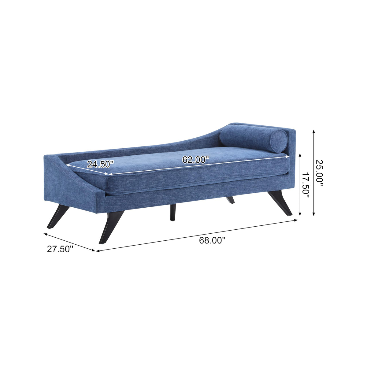 Navy Blue Upholstered Chaise Lounge