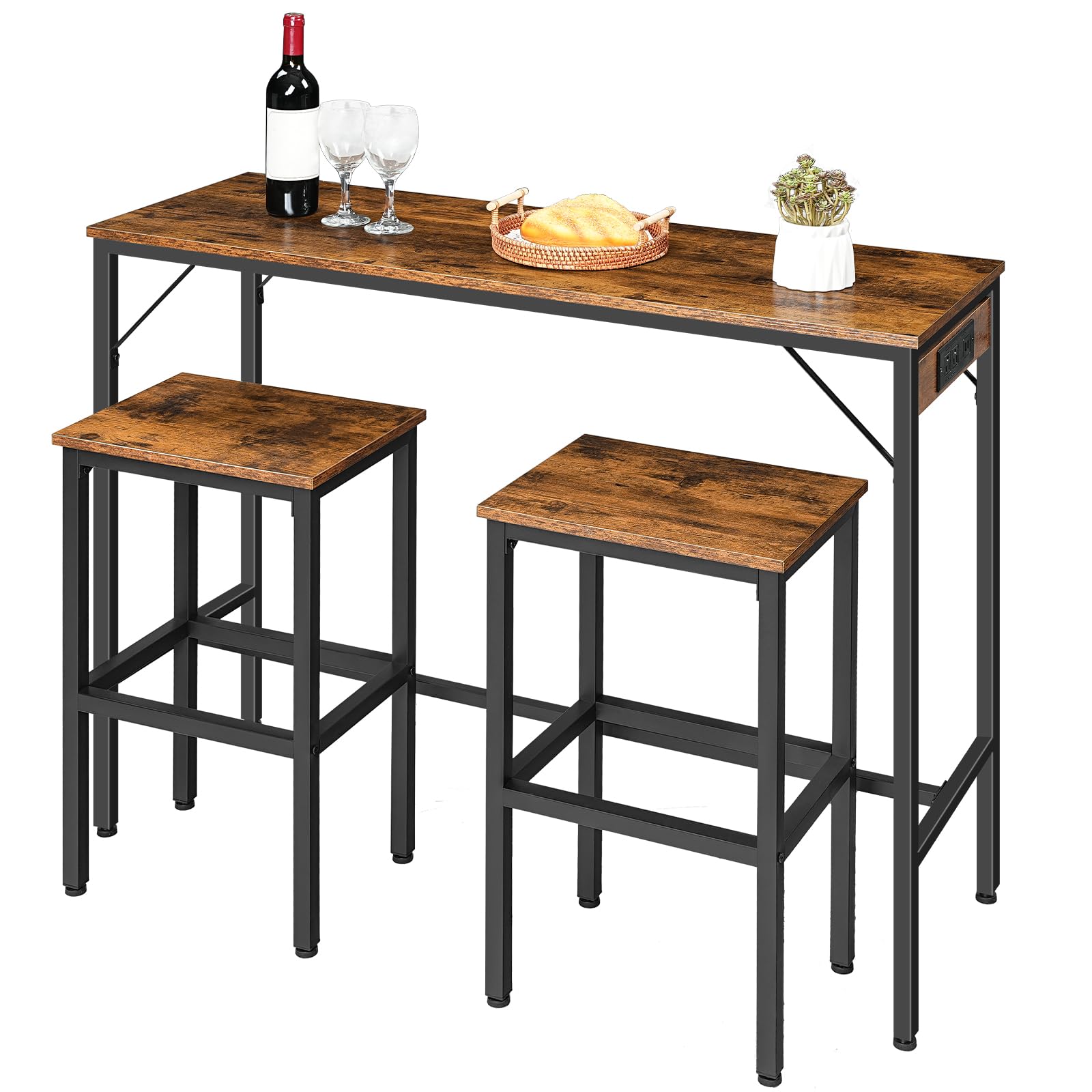 3-Piece Bar Height Table Set with Power Outlet