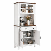 Farmhouse Coffee Bar Cabinet with Glass Doors
