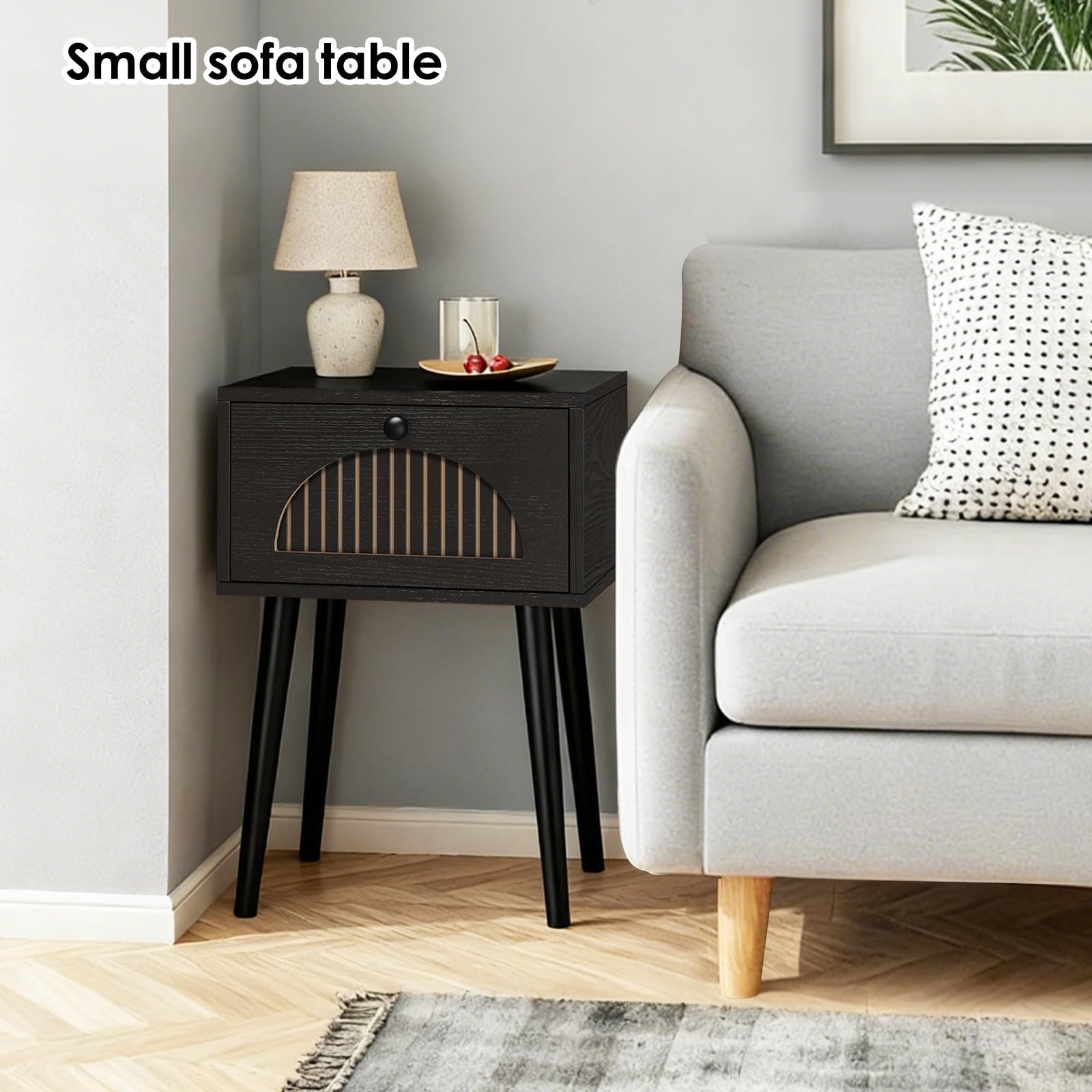 Nightstands Set of 2 with Fluted Door