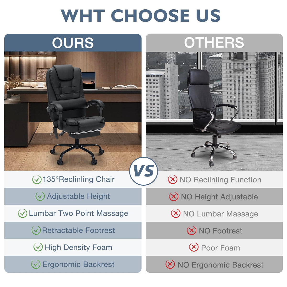 Massage Office Chair with Footrest