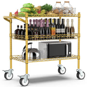 Leteuke 3 Tier Rolling Carts with Wheels, Heavy Duty Rolling Utility Cart