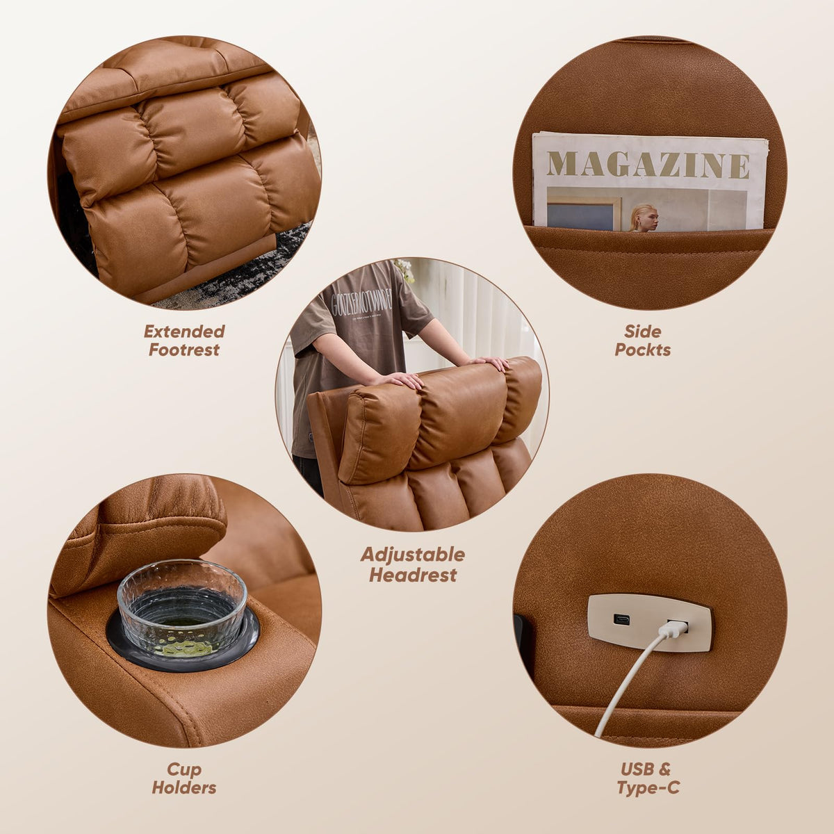 Rhevoy Dual Motor Power Lift Recliner Chair for Elderly with Massage and Heat,Oversized Lift Chair with Adjustable Armrest and Headrest,Infinite Position, Zero Gravity, Camel