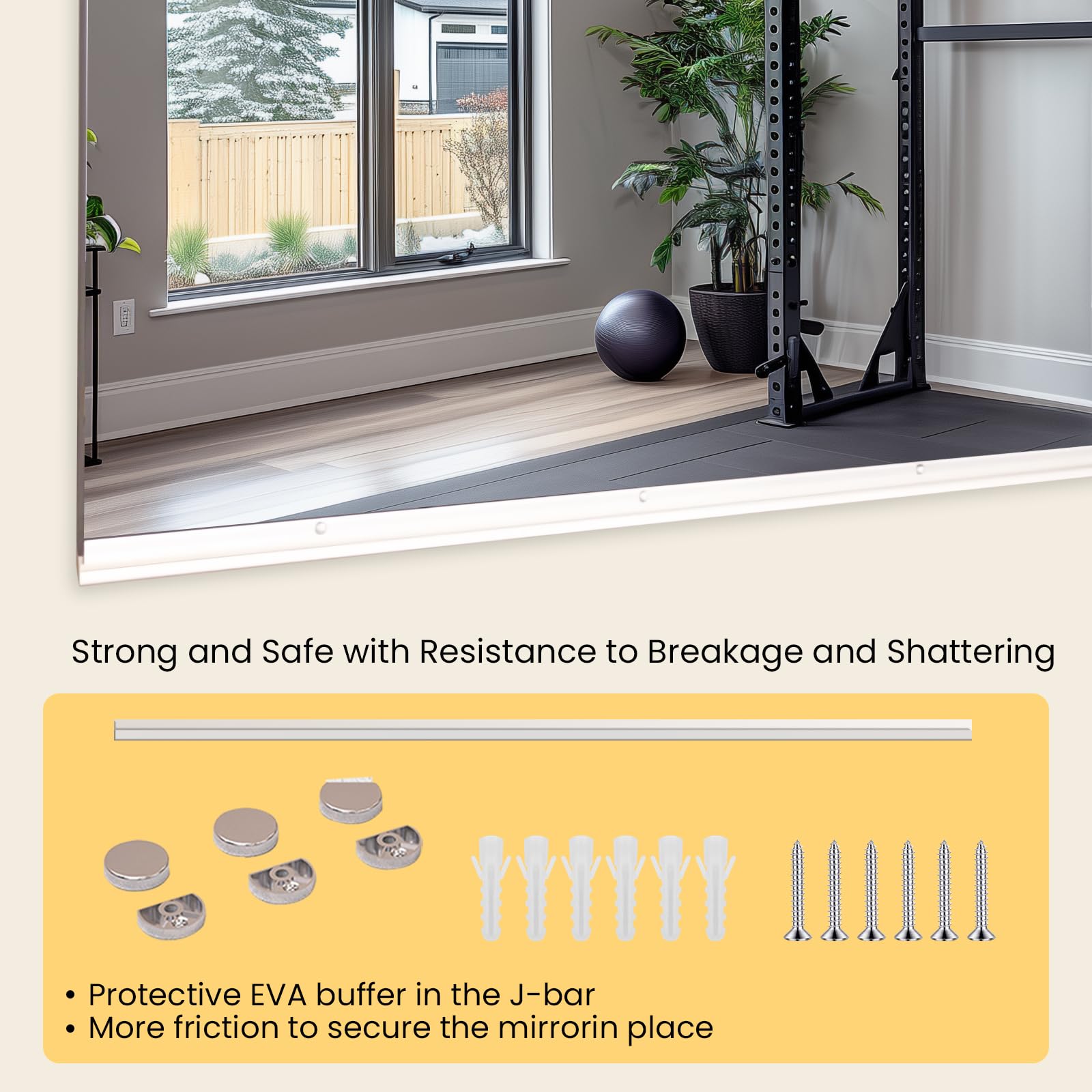 yuzeyurun Home Gym Mirror, Set of 2Pcs 48″×30″ Large Gym Mirrors, Tempered Glass Full Length Wall Mirrors, Full Body Mirror for Bedroom, Wall Mounted Mirror for Gym, Bedroom, Door