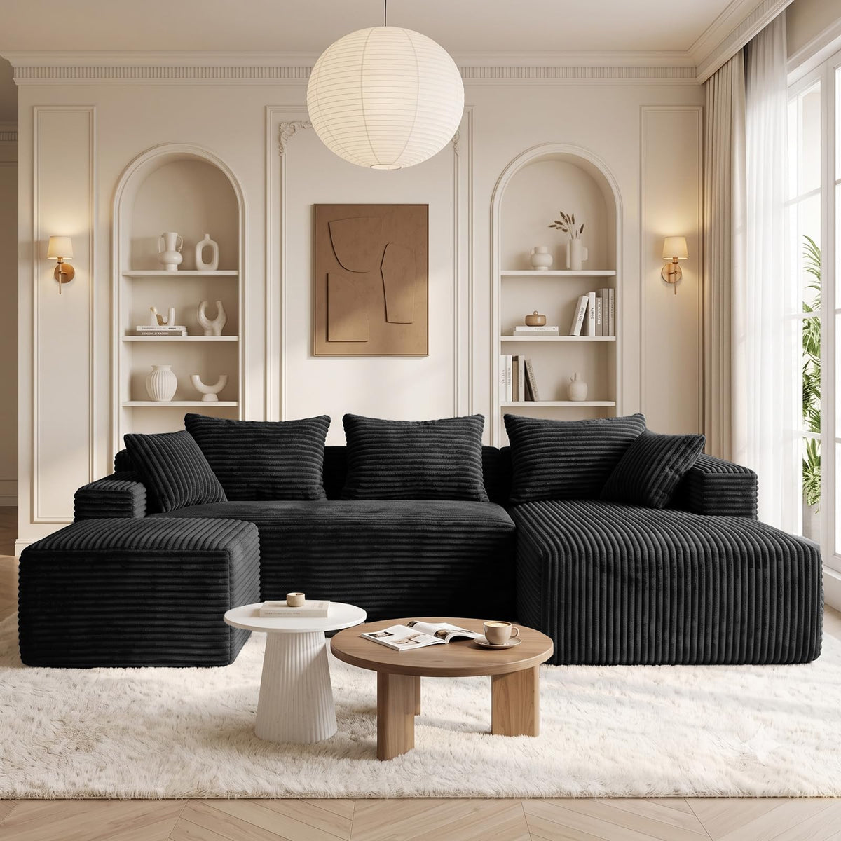U-Shape Corduroy Modular Sectional Sofa