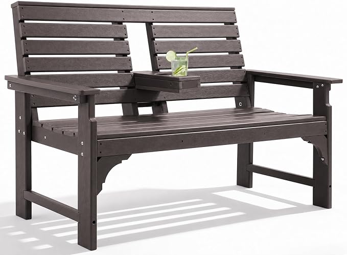 HDPE Outdoor Bench with Cup Holders
