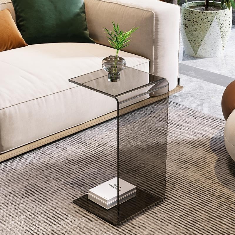 Smoke Gray Acrylic C-Shaped Side Table