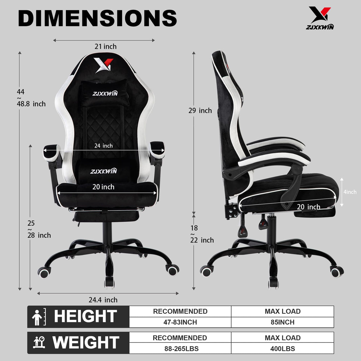 Gaming Chair for Adults,400lbs Computer Chair for Home Office,White