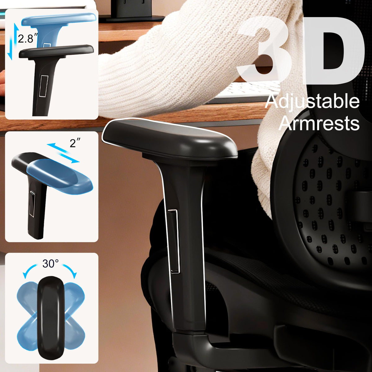 Ergonomic Mesh Office Chair with Footrest