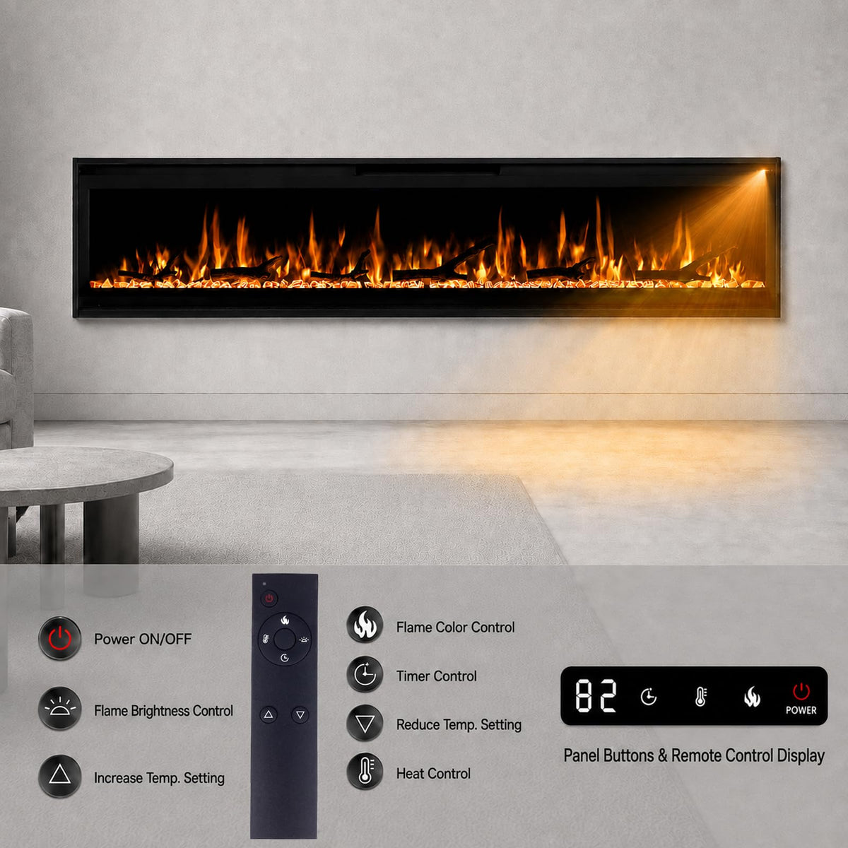 Wall-Mounted Electric Fireplace