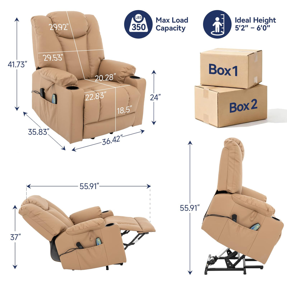 Brage Living Power Lift Recliner Chair for Elderly with Heat and Massage