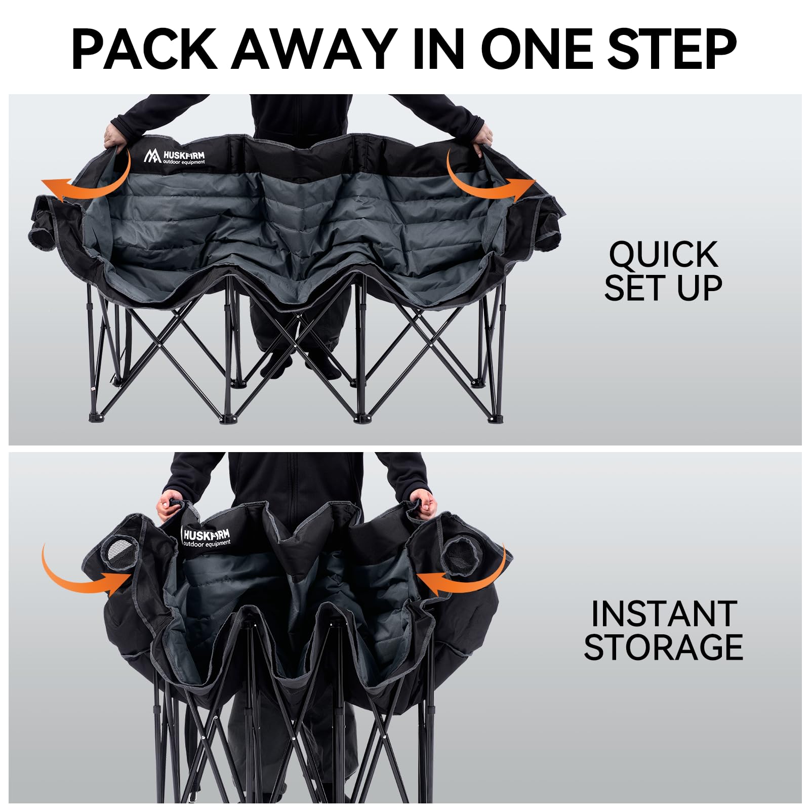 3-Person Folding Camping Loveseat Chair