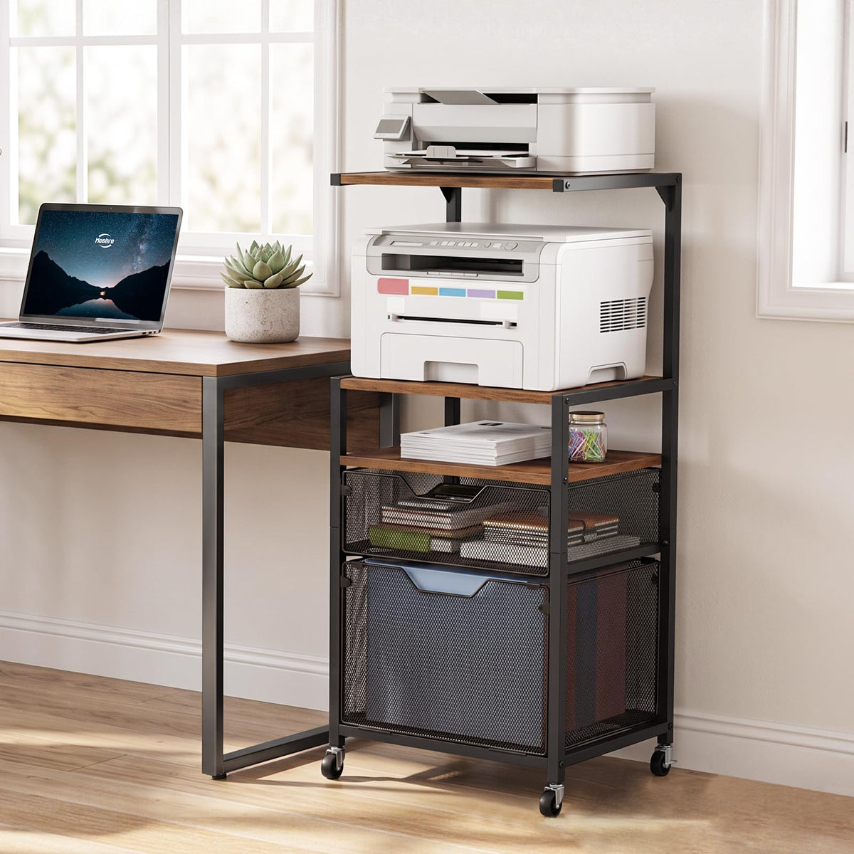 Rolling File Cabinet with Shelves