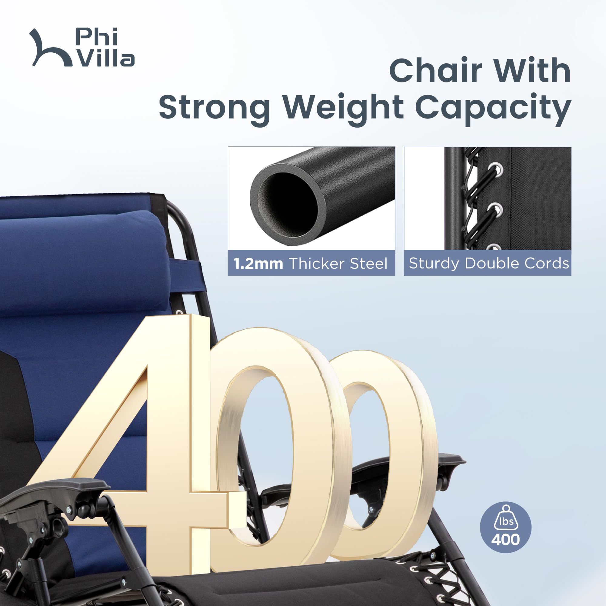 Zero Gravity Chair Set of 2 – Oversized Padded Recliner
