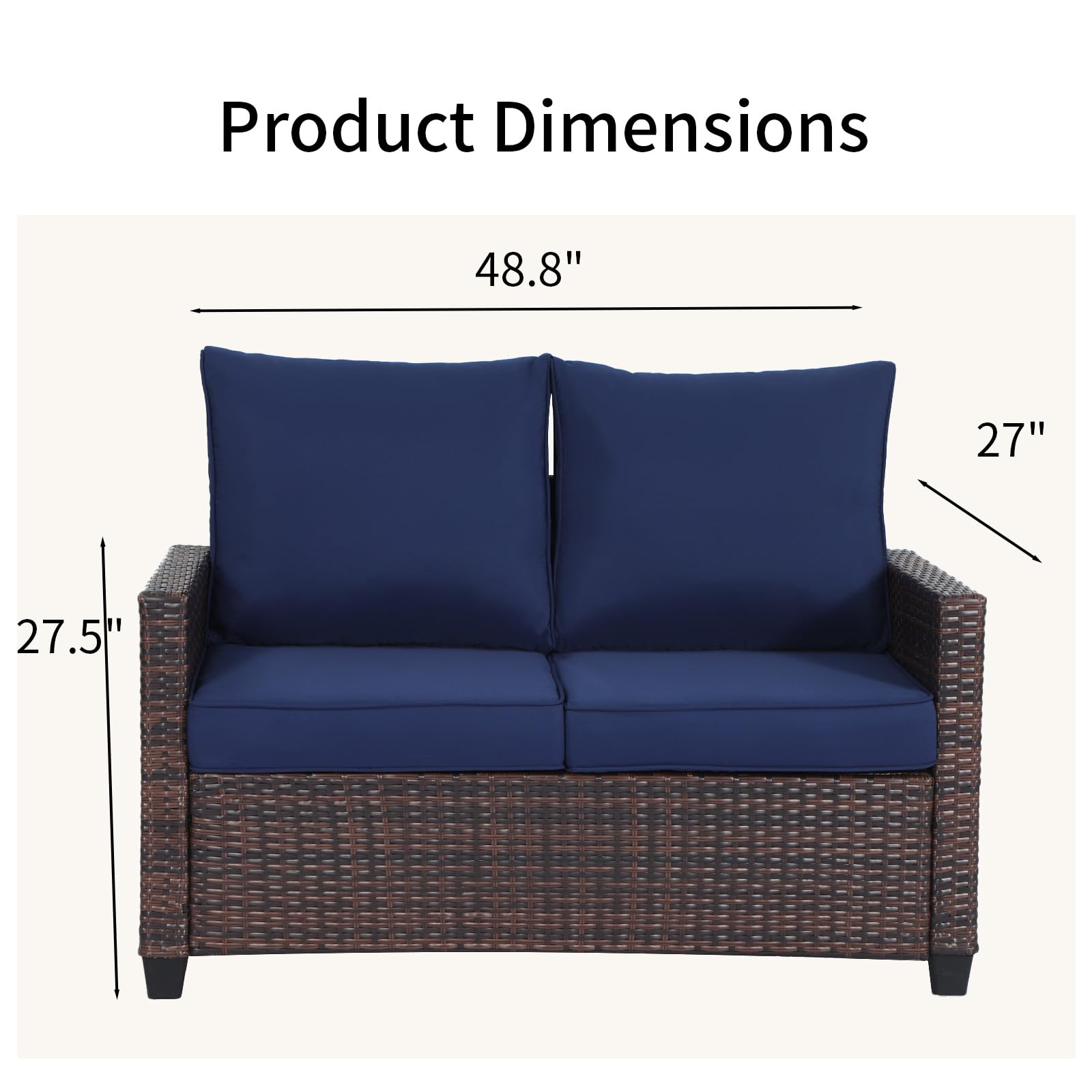 Outdoor Wicker Loveseat with Cushions
