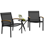 3-Piece Outdoor Bistro Set with Rocking Chairs & Tempered Glass Table