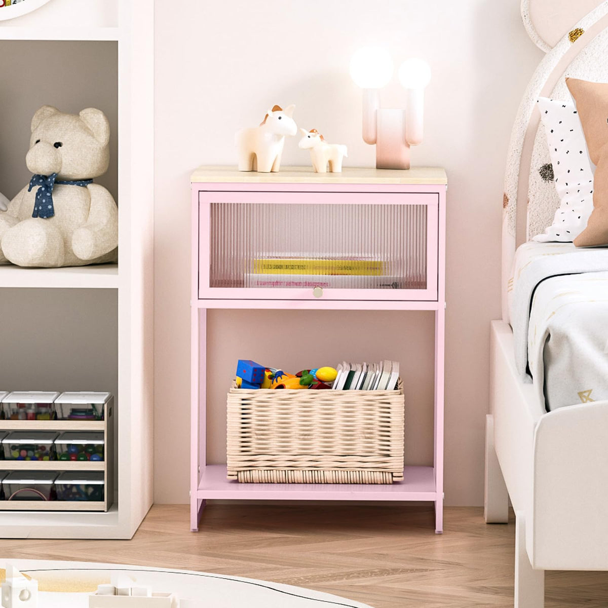 Pink Storage Nightstand