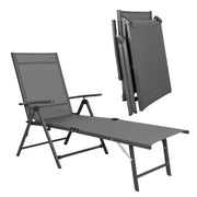 NUU GARDEN Outdoor Patio Lounge Chair, Patio Chaise Lounge Fully Assembled Chaise Lounge with Iron Frame and Textilene Fabric Lounge Chairs for Patio, Beach, Yard, Pool,Grey