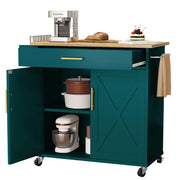Chireca Kitchen Island with Storage, Rolling Island Table with Drop Leaf
