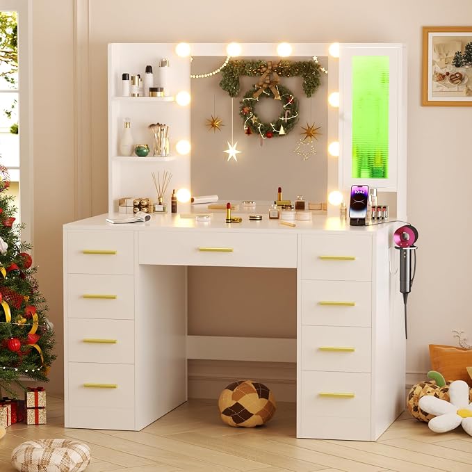 LED Makeup Vanity with Stool