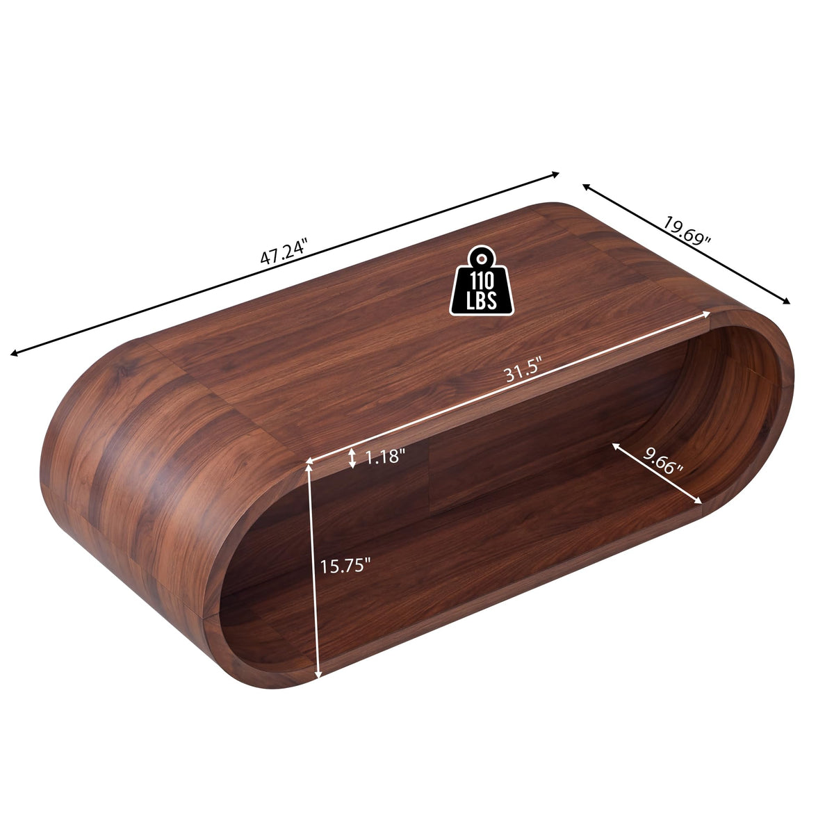 Oval Coffee Table with Storage
