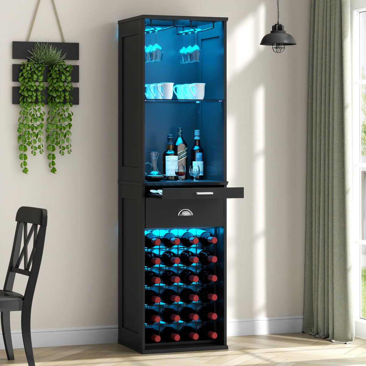 Tall Wine Cabinet with LED Lights