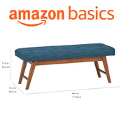 Amazon Basics Modern Haraden Upholstered Button-Tufted Bench, Blue, 16 x 44 x 17 in