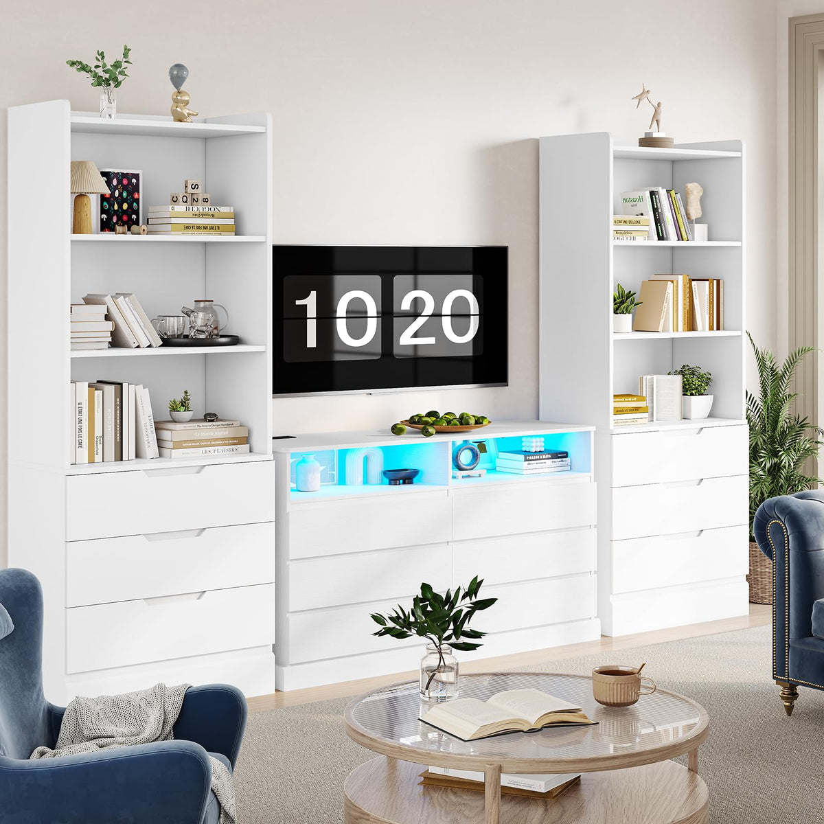 Tall Bookcase with Drawers