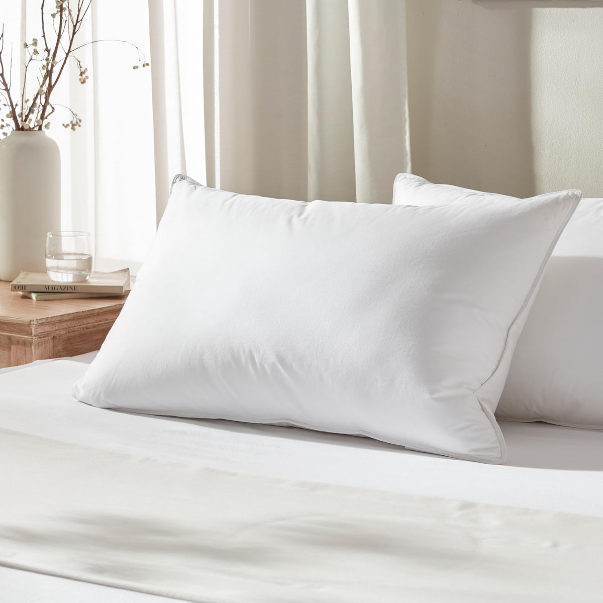 Globon Feather Down Pillow Queen Size Hotel Collection Medium Firm Pillow