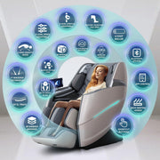 HealthRelife 4D Massage Chair Full Body Zero Gravity Recliner - 55“ SL-Track,20 Auto Modes,11 Massage Technique,40 Airbags Massage,with Yoga Stretch,APP Control,Negative Oxygen lons（Grey）