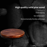 3-Piece Fire Hydrant Table & Chair Sets for Pub Bar Party Bistro Cafe Cocktail, Weld Metal Legs Round Wood Top, Rustic Brown Industrial Black Adjustable Swivel (1×32.3"-36.2" Table, 2×20"-27" Stool)