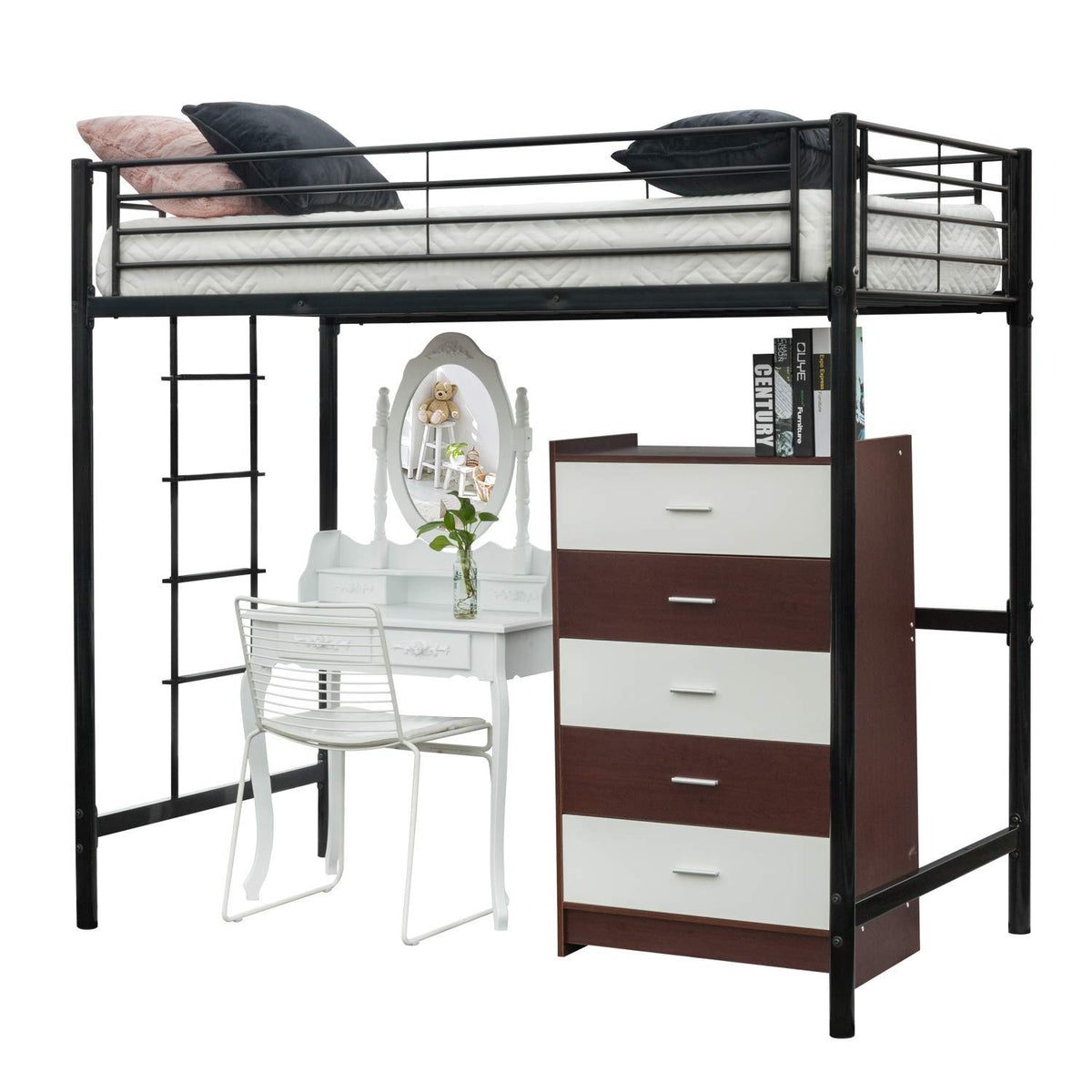 Black Twin Metal Loft Bed