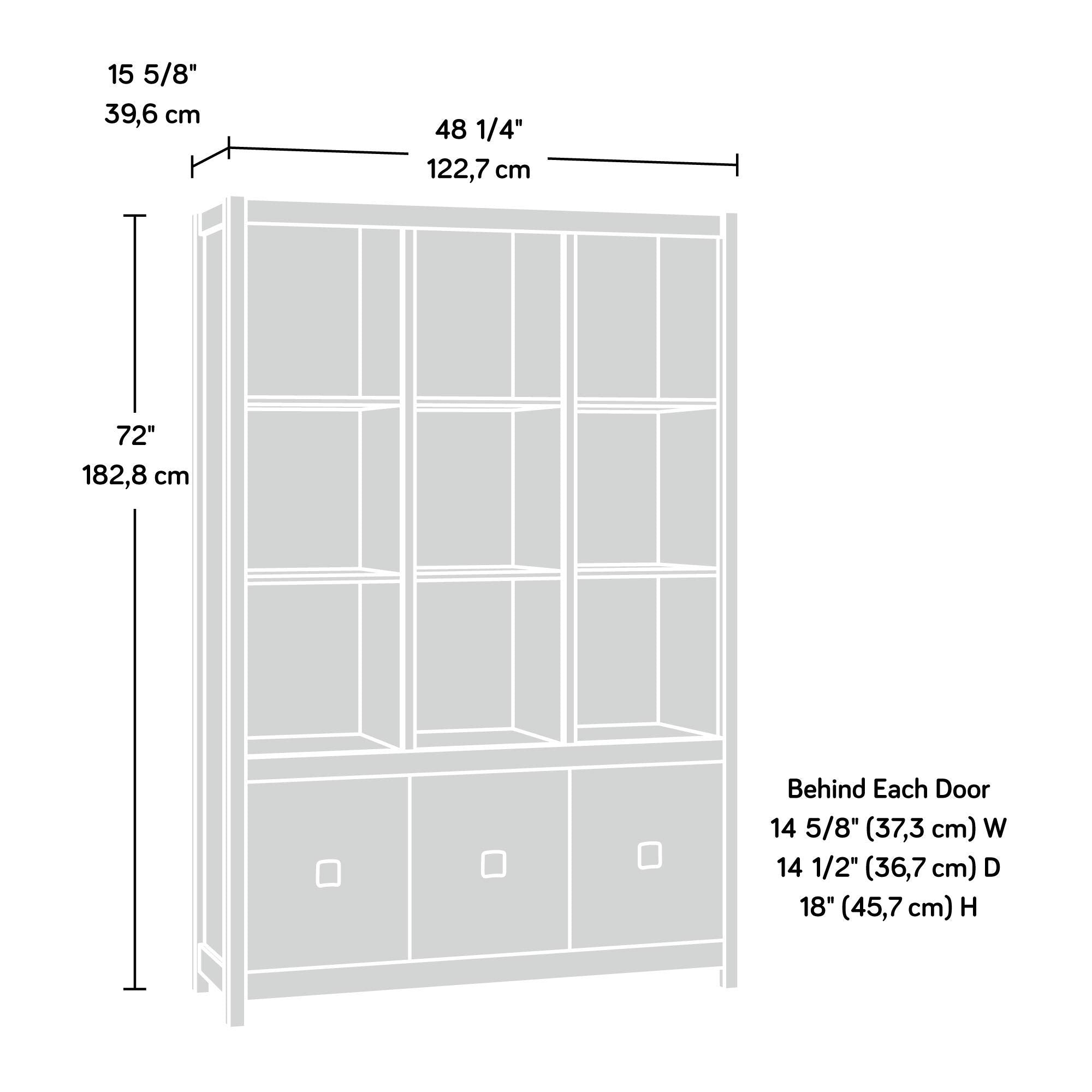 Sauder Cannery Bridge Bookcase Storage Wall, Storage Shelves with Drawers, in Sindoori Mango