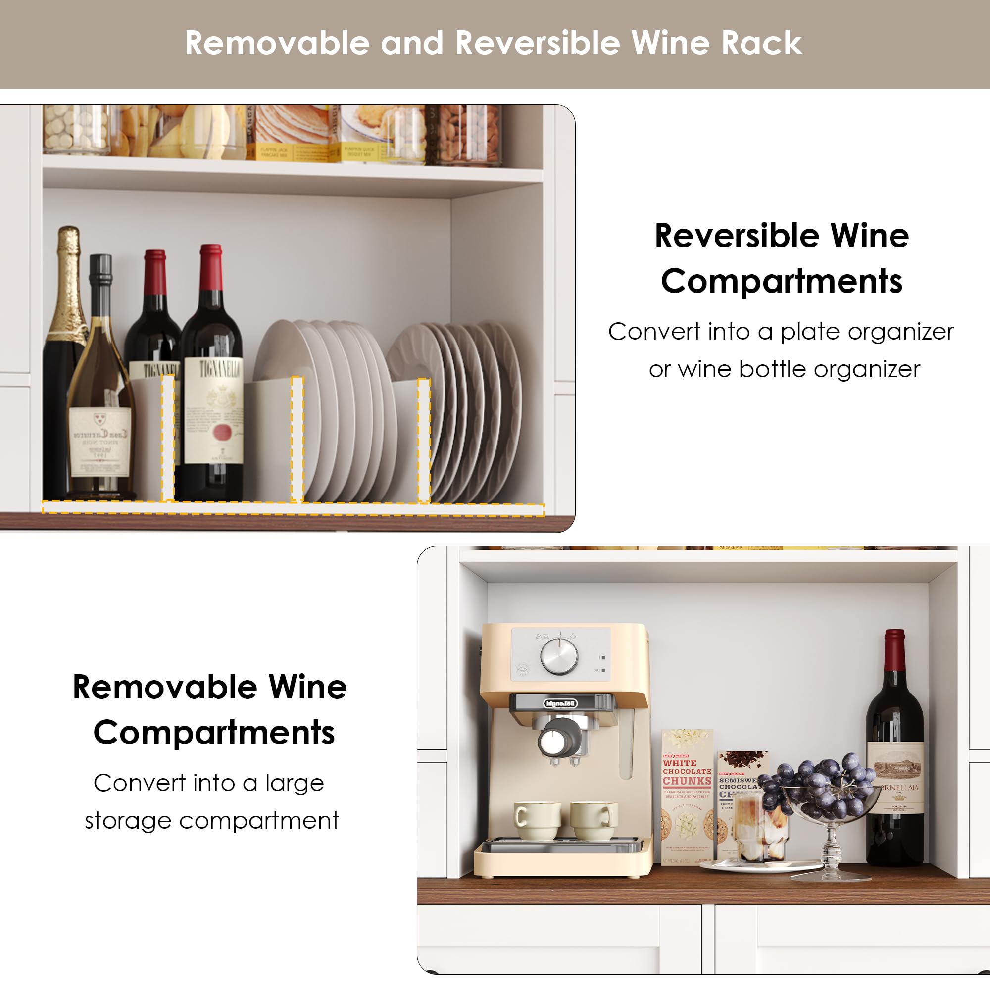 Tall Kitchen Pantry Cabinet with Wine Rack