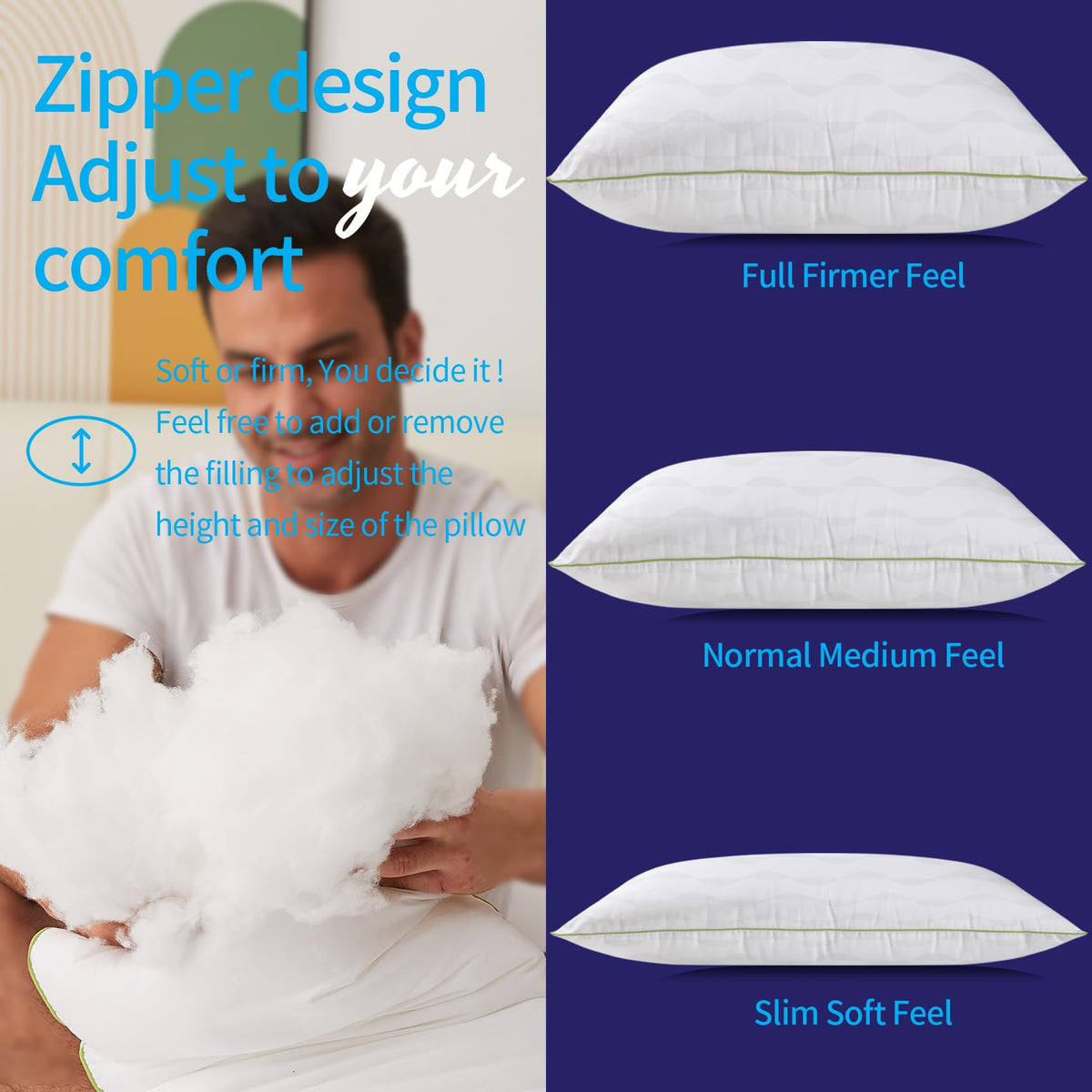HKYLRAN Bed Pillows King Size Set of 2,for Sleeping,Down Alternative Fill