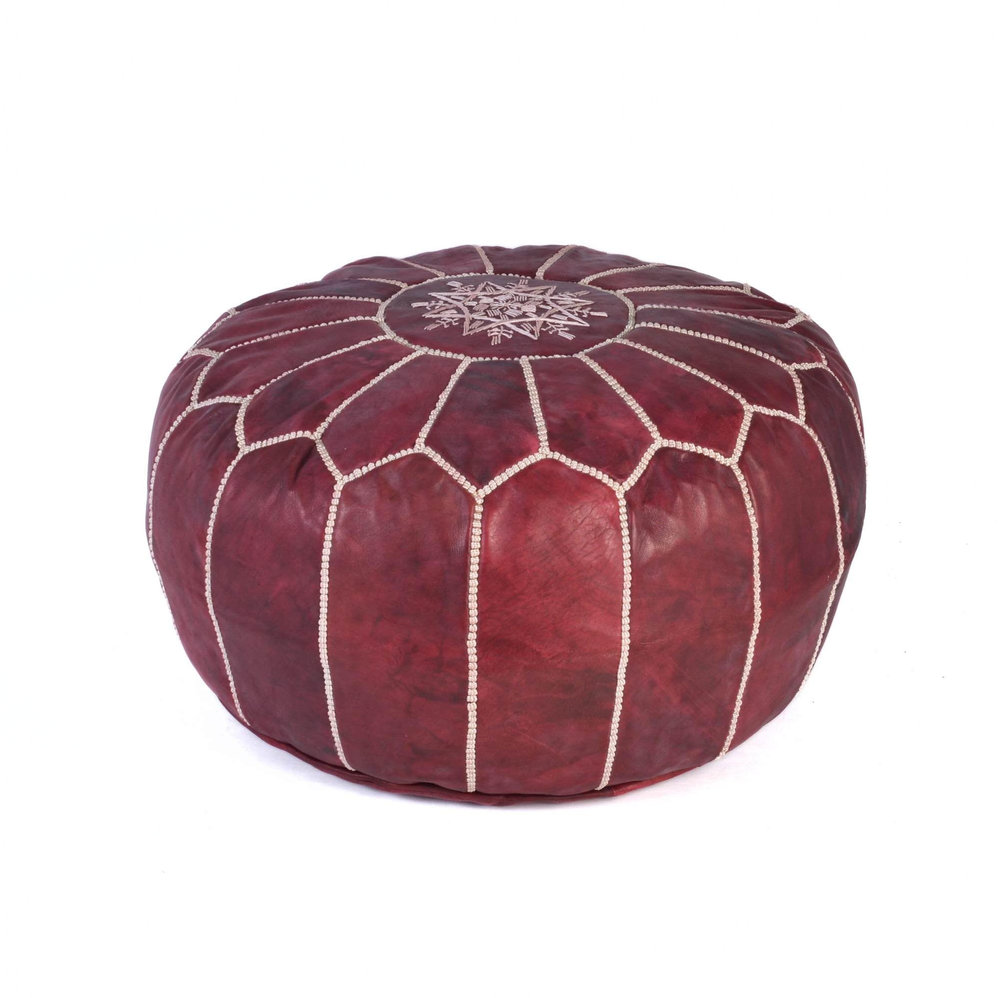 Moroccan Leather Pouf Ottoman
