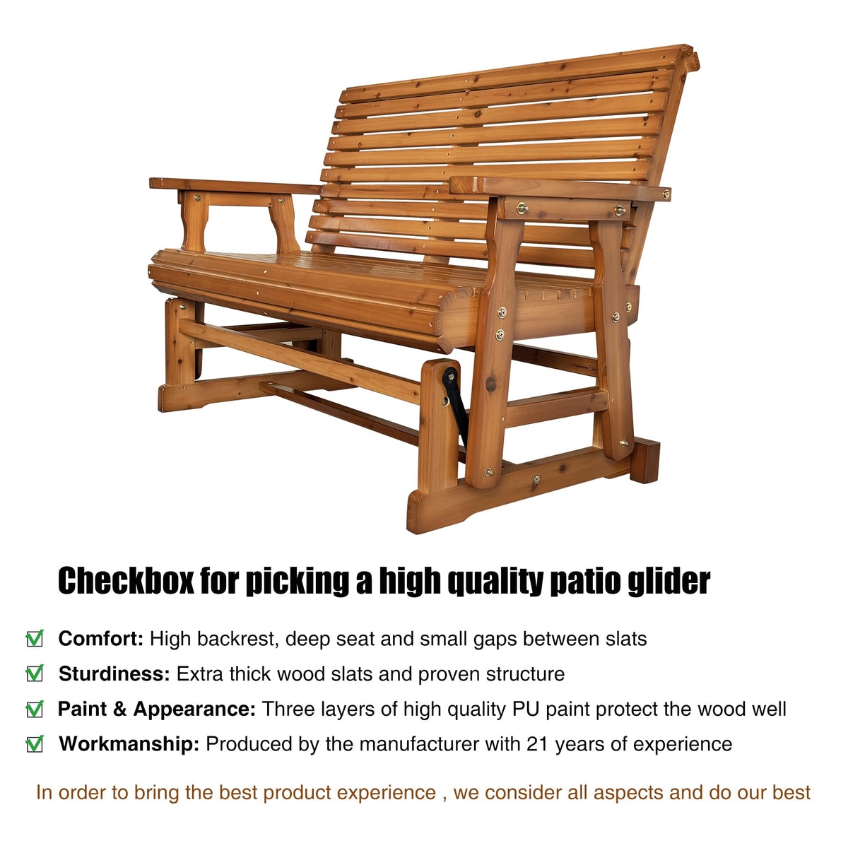 Wooden Patio Glider Bench