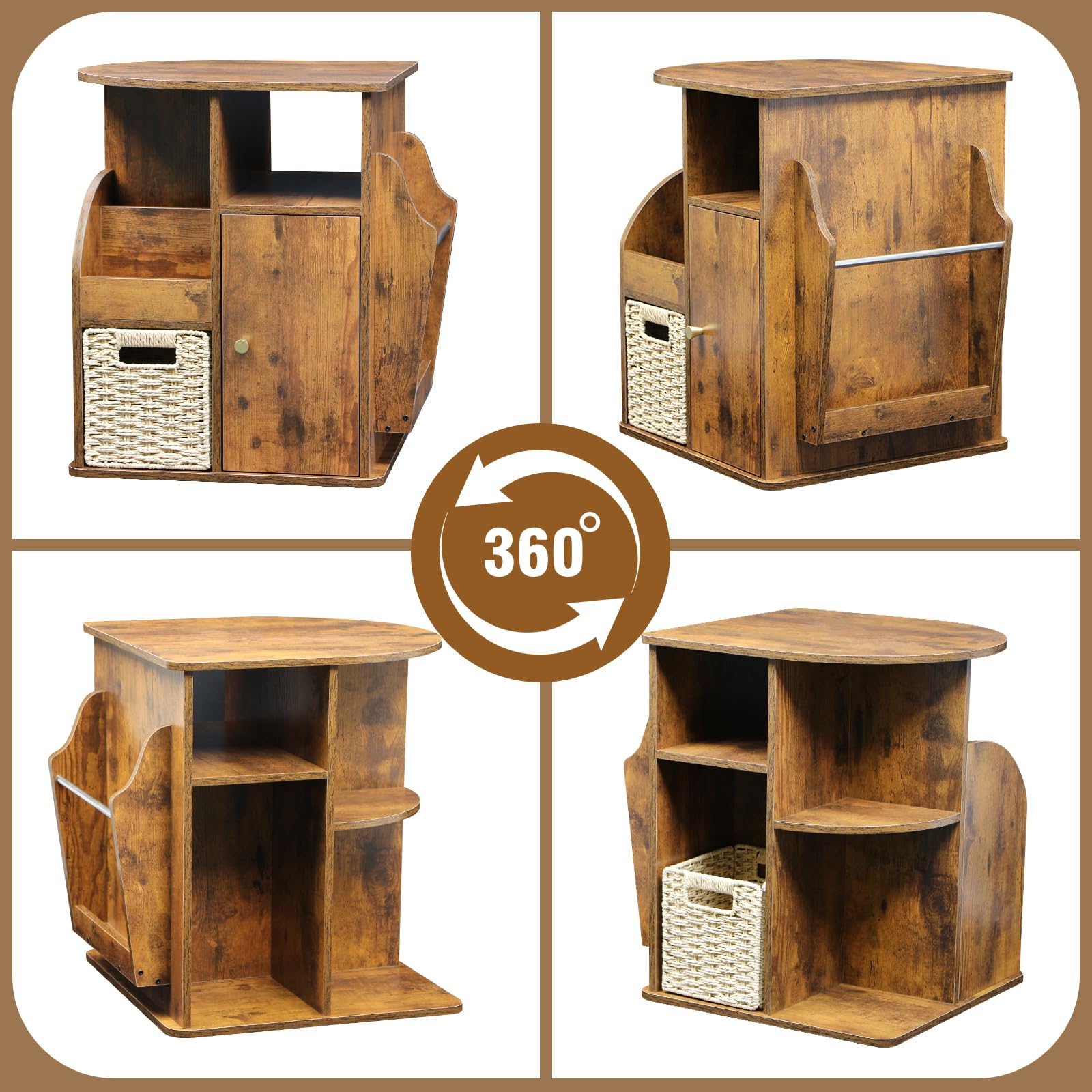 Rotating End Table with Storage