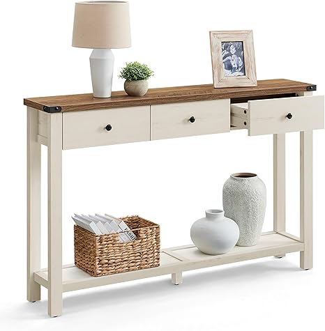 Console Table with 3 Drawers & Open Shelf