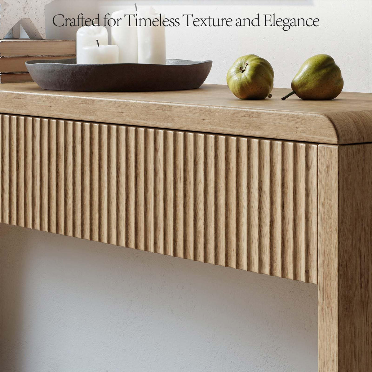 Evermagin 59'' Oak Console Table with Drawers, Sofa Table with Storage
