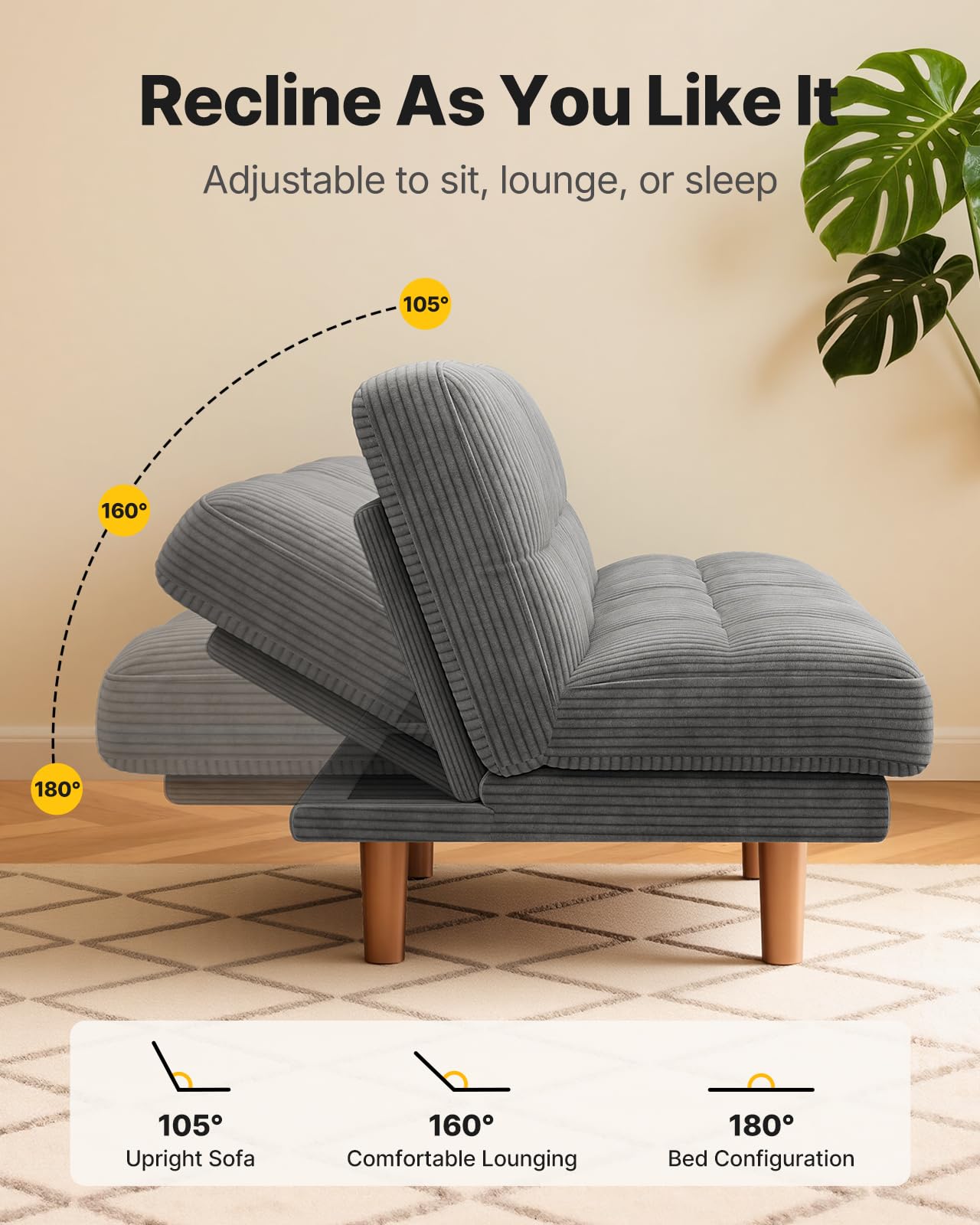 65" Convertible Futon Sofa Bed
