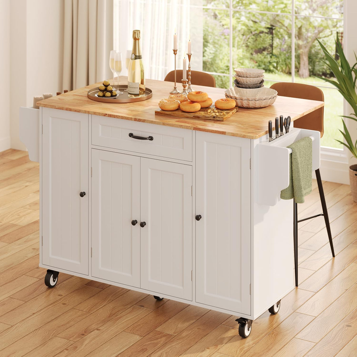 White Drop Leaf Kitchen Island