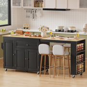 Expandable Kitchen Island on Wheels with Storage