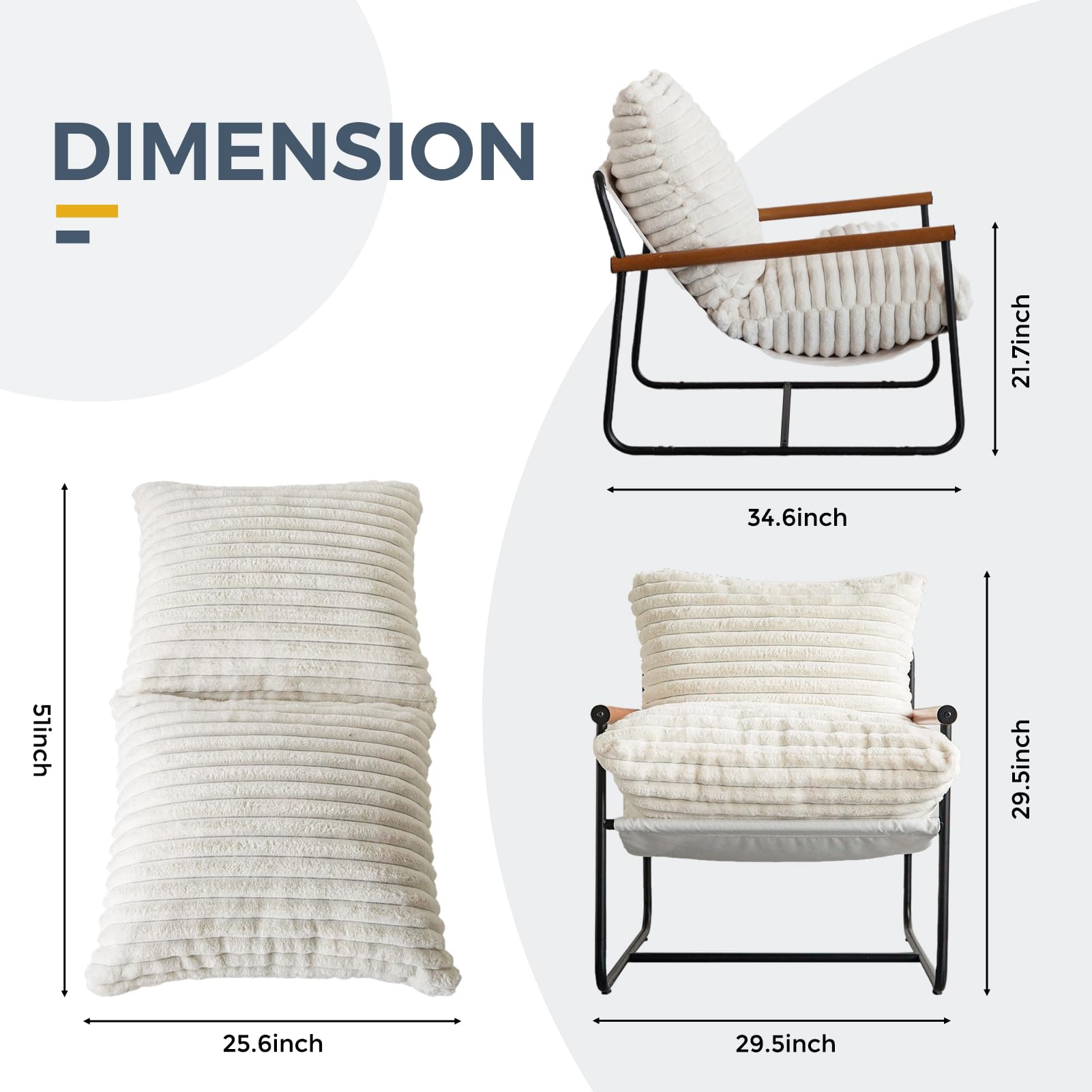 Sherpa Accent Chair with Beech Wood Arms & Metal Frame