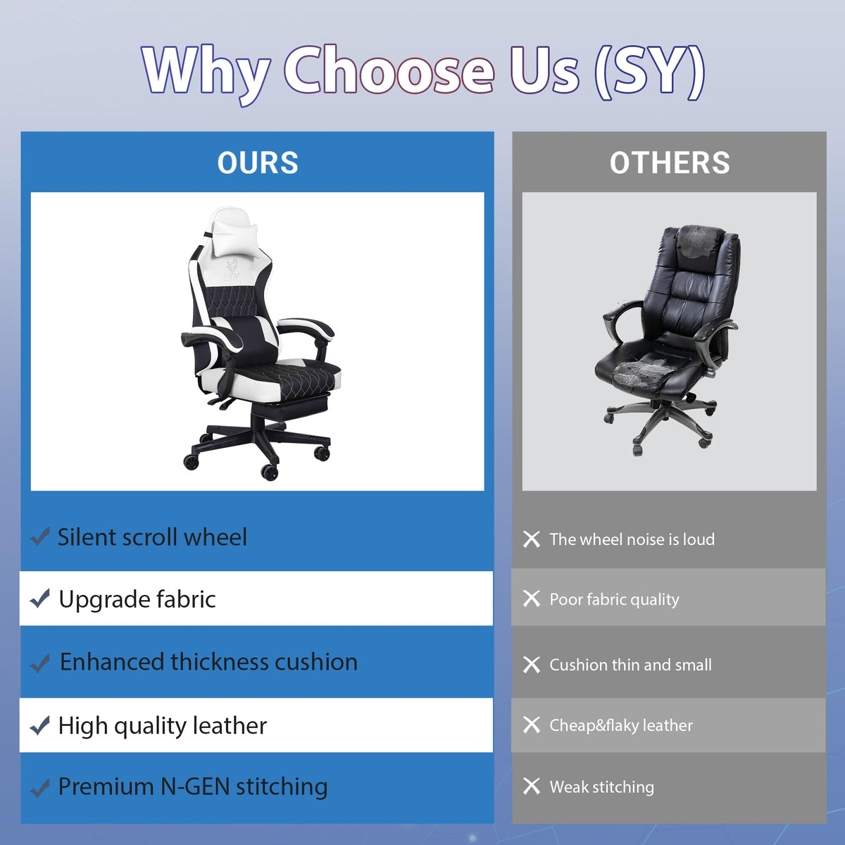 Gaming Chair with Footrest and Massage Support