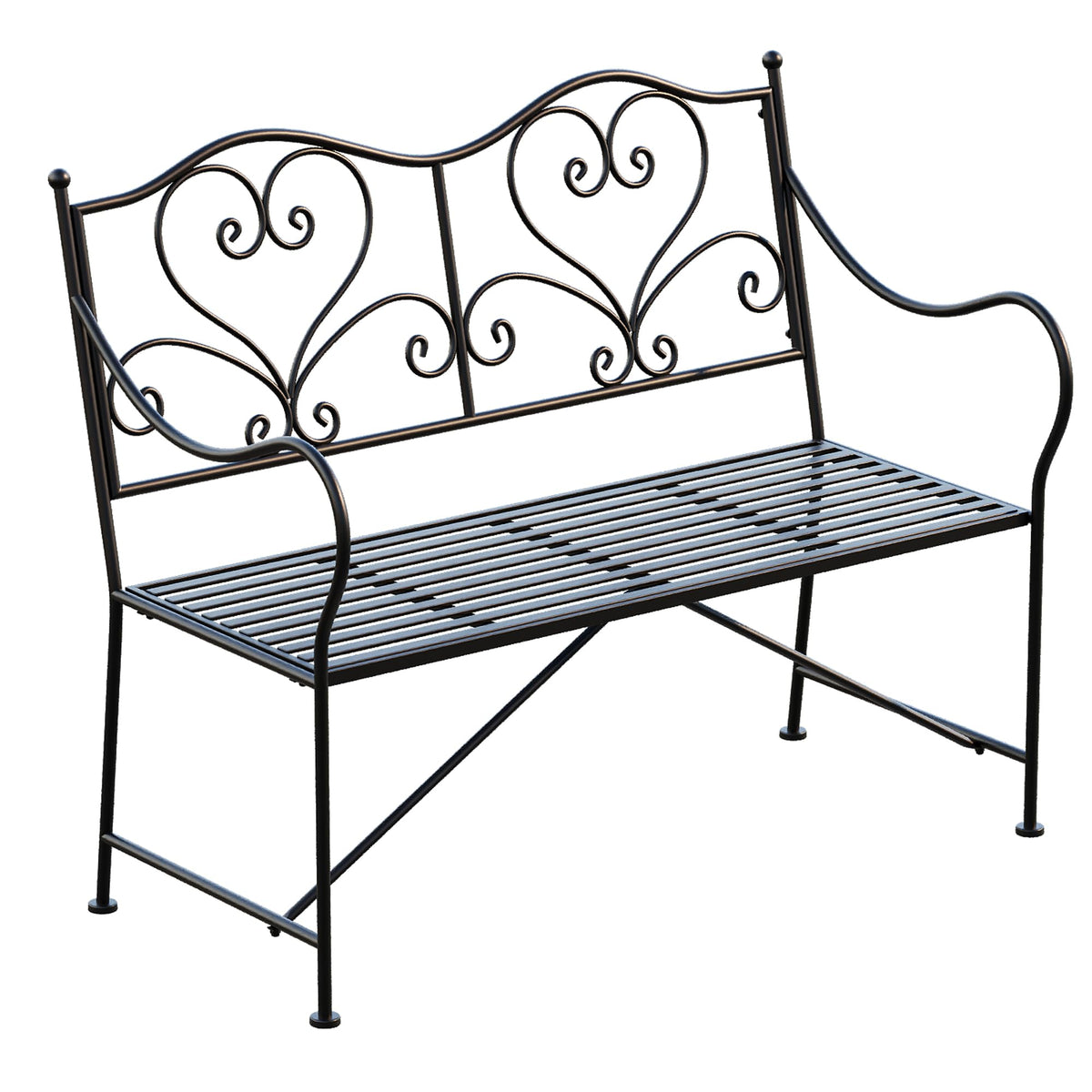 XYCCRX Metal Outdoor Garden Bench with Scrollwork Backrest, 41.7-Inch